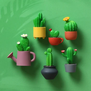 Креативные 3D наклейки на холодильник, растение из смолы, кактус, Сочный индивидуальный дизайн, украшения для дома, украшения в нескольких стилях