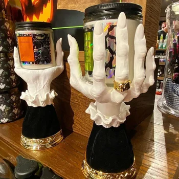 Ручной подсвечник ведьмы из смолы на Хэллоуин, креативное украшение дома с привидениями из рук призрака, украшения для художественных промыслов