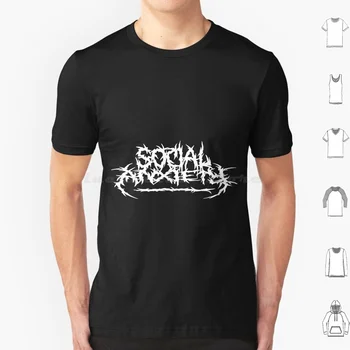 Футболка Social Anxiety, большой размер, 100% хлопок, металлическая тревога, логотип дэт-метал группы, музыкальная пародия, социальная тревога