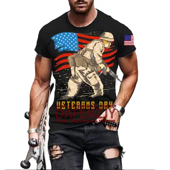 Мужская футболка С принтом Американского Флага, футболка Солдата Армии США, Ветерана С Круглым вырезом, Крутая Уличная Одежда, Футболка Для Мужчин