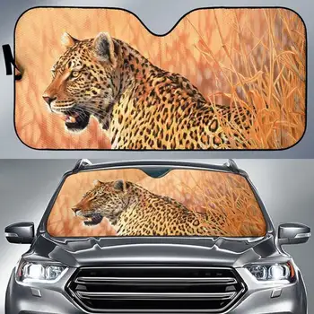 Солнцезащитный козырек для автомобиля с леопардовым принтом, автозащитный козырек - уникальный подарок для любителей леопарда.СТИЛЬ ДЛЯ АВТОМОБИЛЯ