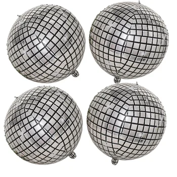 4 Шт, диско-шар 4D, большие диско-шары, Серебряные лазерные шары, зеркальные майларовые шары, украшения для дня рождения на дискотеке 70-х 80-х годов