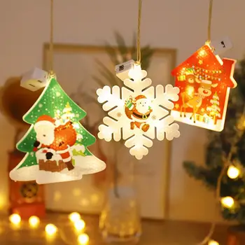 Украшения для Рождественской елки, подвесные украшения, Сверкающие светодиодные подвески для рождественской елки, водонепроницаемые рождественские украшения в виде снежинок и снеговика