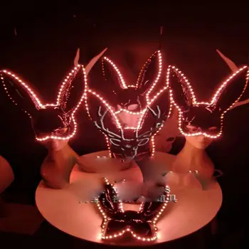 Светодиодная подсветка ночного клуба gogo show, светящиеся светодиодные маски кролика, светящаяся маска кролика, маска для косплея, маска для вечеринки