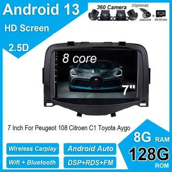 7 Дюймов Для Peugeot 108 Citroen C1 Toyota Aygo DSP IPS Экран Android 13,0 Автомобильный Радио Видеоплеер GPS Навигация Мультимедиа Wifi