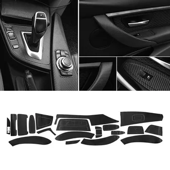 3D Внутренняя матово-черная наклейка с отделкой из углеродного волокна для BMW 3 серии F30 F31 3D Внутренняя наклейка с наклейкой