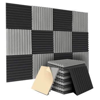 12 Упаковок самоклеящихся акустических панелей, звукоизоляционные пенопластовые панели 12x12x1 дюймов, Звуконепроницаемые стеновые панели для домашней студии